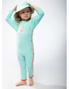 Combi anti uv manches et jambes longues bébé Moana turquoise 2