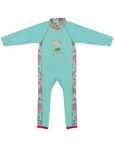 Combi anti uv manches et jambes longues bébé Moana turquoise