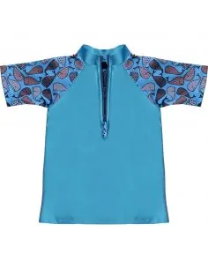 Tee shirt garçon anti UV Balinou manche courte bleu et... 2
